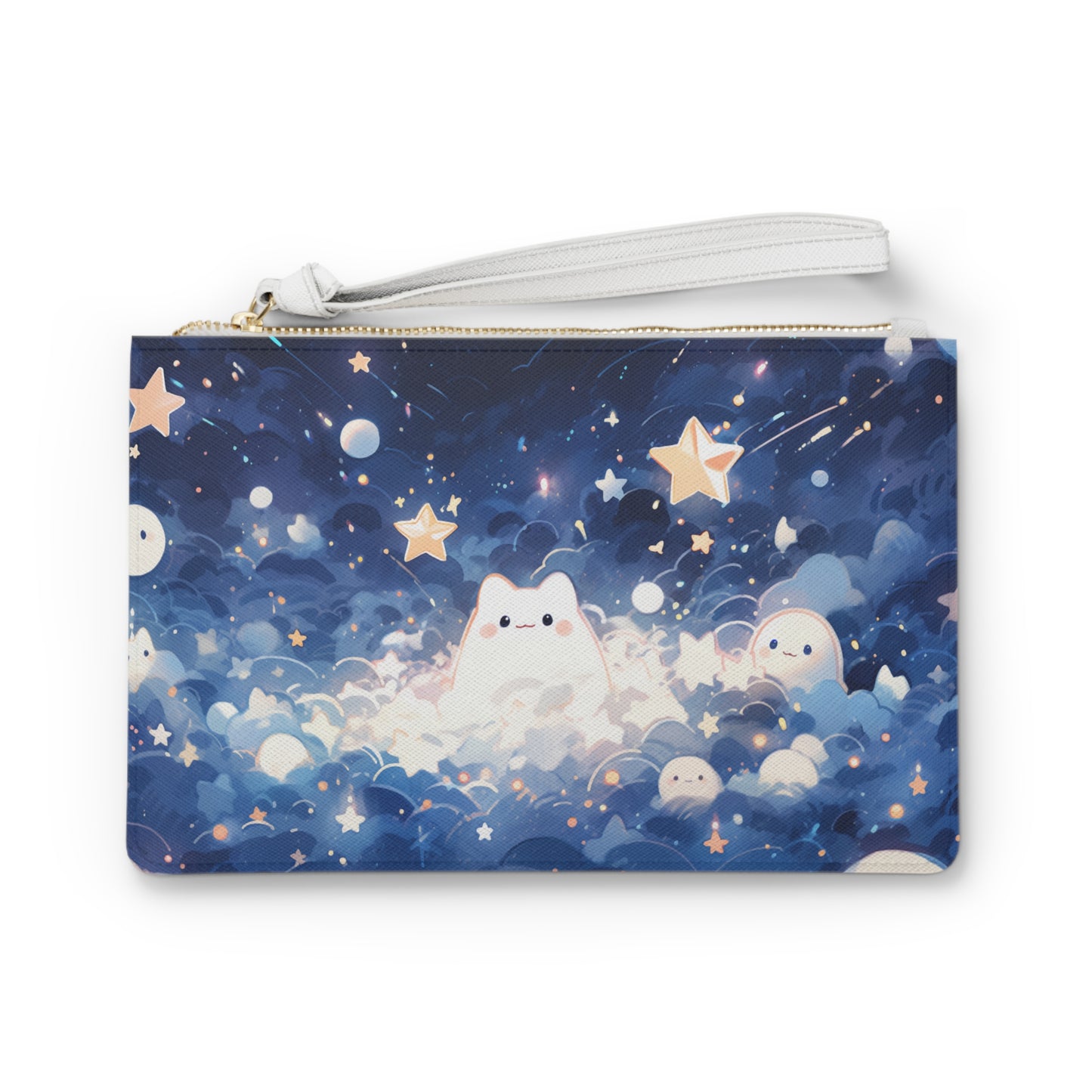 Space Friends Clutch Bag, Vegan Leather Clutch, Zipper Pouch, Makeup Bag, Makeup Pouch