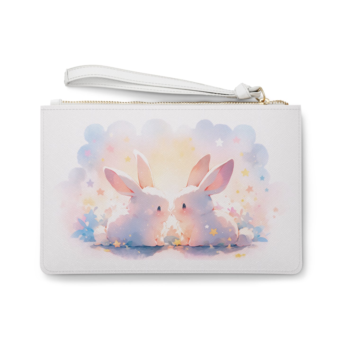 Bunny Kisses Clutch Bag, Vegan Leather Clutch, Zipper Pouch, Makeup Bag, Makeup Pouch