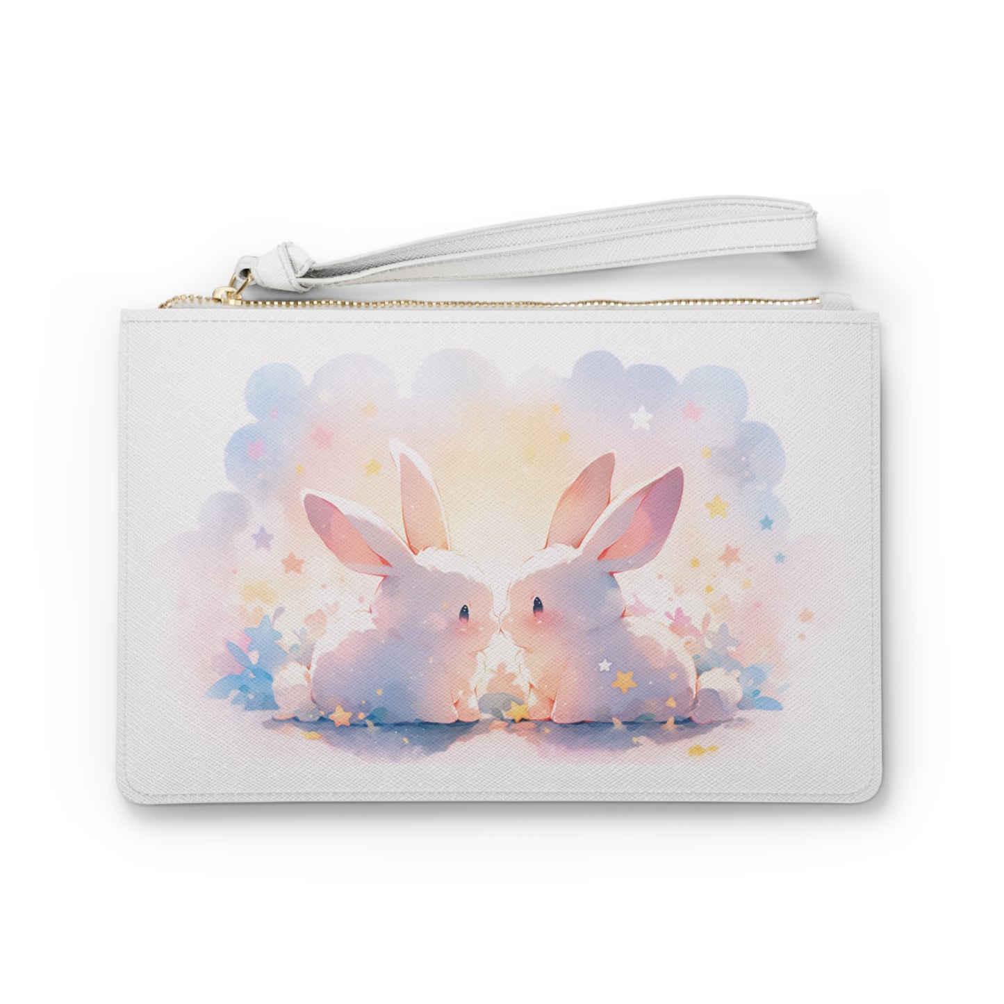 Bunny Kisses Clutch Bag, Vegan Leather Clutch, Zipper Pouch, Makeup Bag, Makeup Pouch