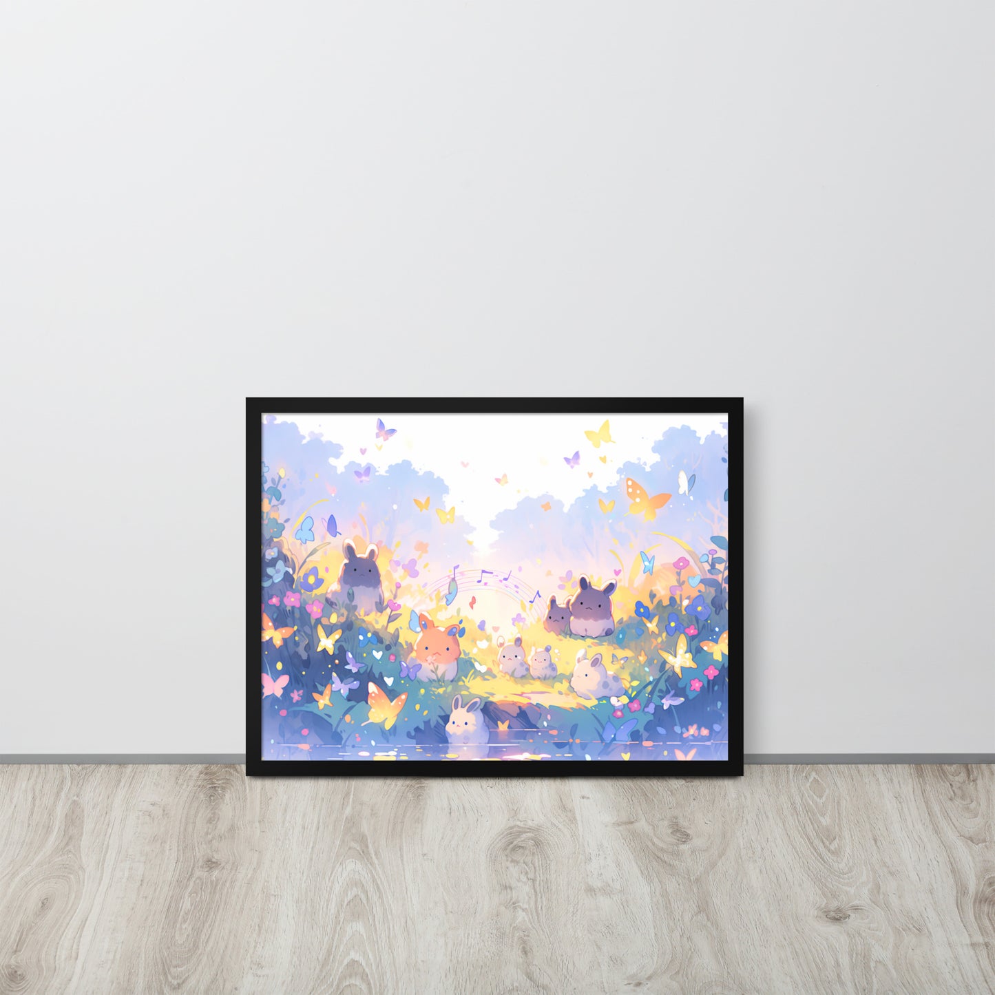 Bunny Butterfly Bonanza Art Print (Framed)