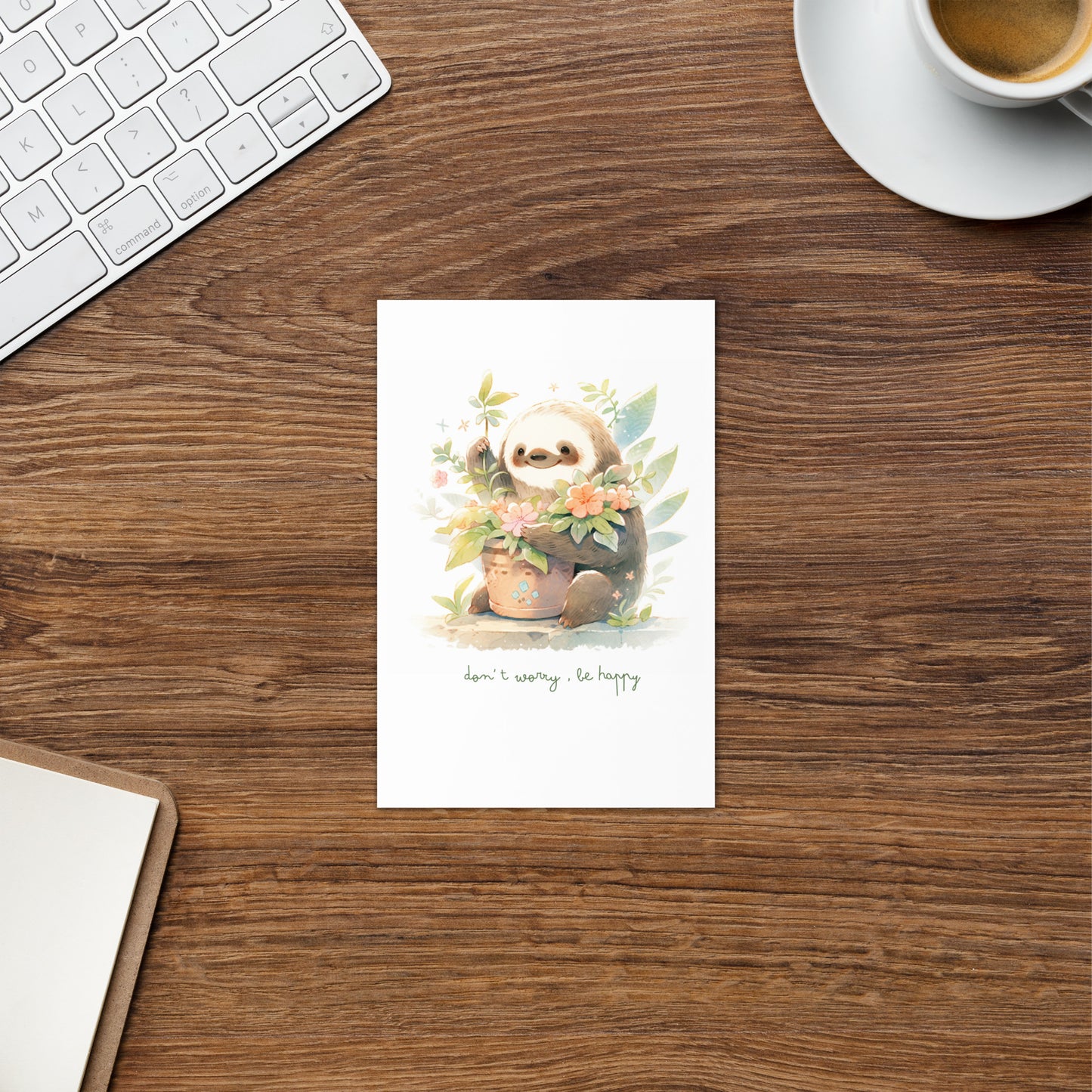 Don't Worry Be Happy Sloth Greeting Card